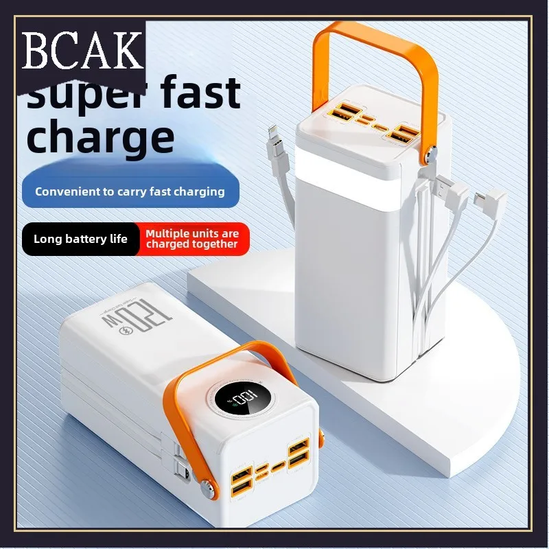 Super Fast Charging160000MAh BCAK Brand Outdoor Power Bank Comes with Line Camping Large Capacity Mobile Power Supply for Iphone
