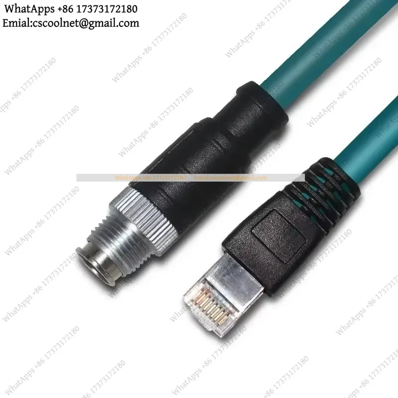 JS01 M12 4/8Pin X-Type to RJ45 Ethernet Cord Elbow Right Angle A-Code D-Coding Male Female to RJ45 Connector Drag Chain Cable
