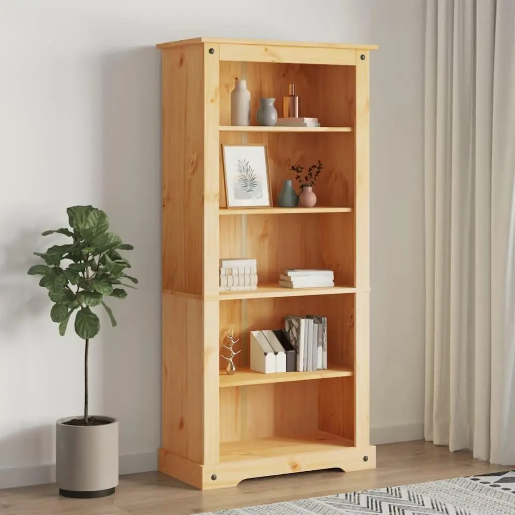 

5-Tier Corona Pine Bookcase - Stylish Mexican Design, 31.9x15.7x66.9 in Durable Build