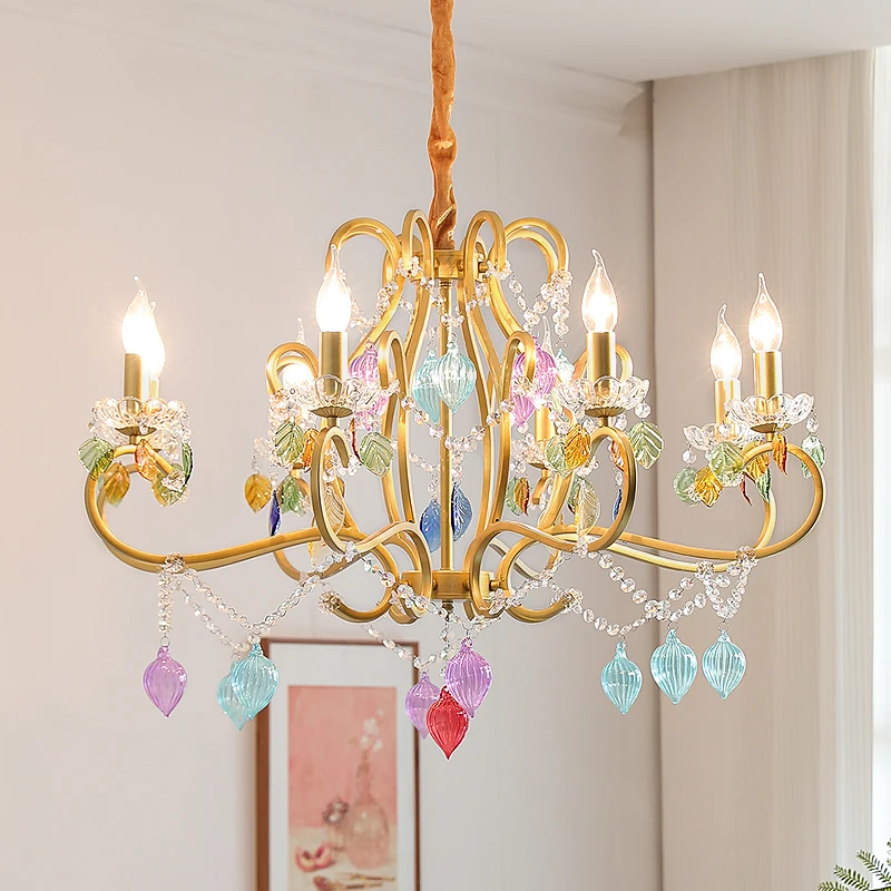 

American crystal chandelier American retro living room dining room study lamp European master bedroom princess French light luxu