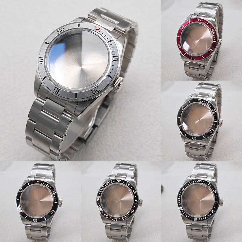 39mm NH35 Watch Case with Strap Silver Stainless Steel Blue Coated Sapphire Crystal Fits NH34 NH35 NH36 Movements Watch Mod Case