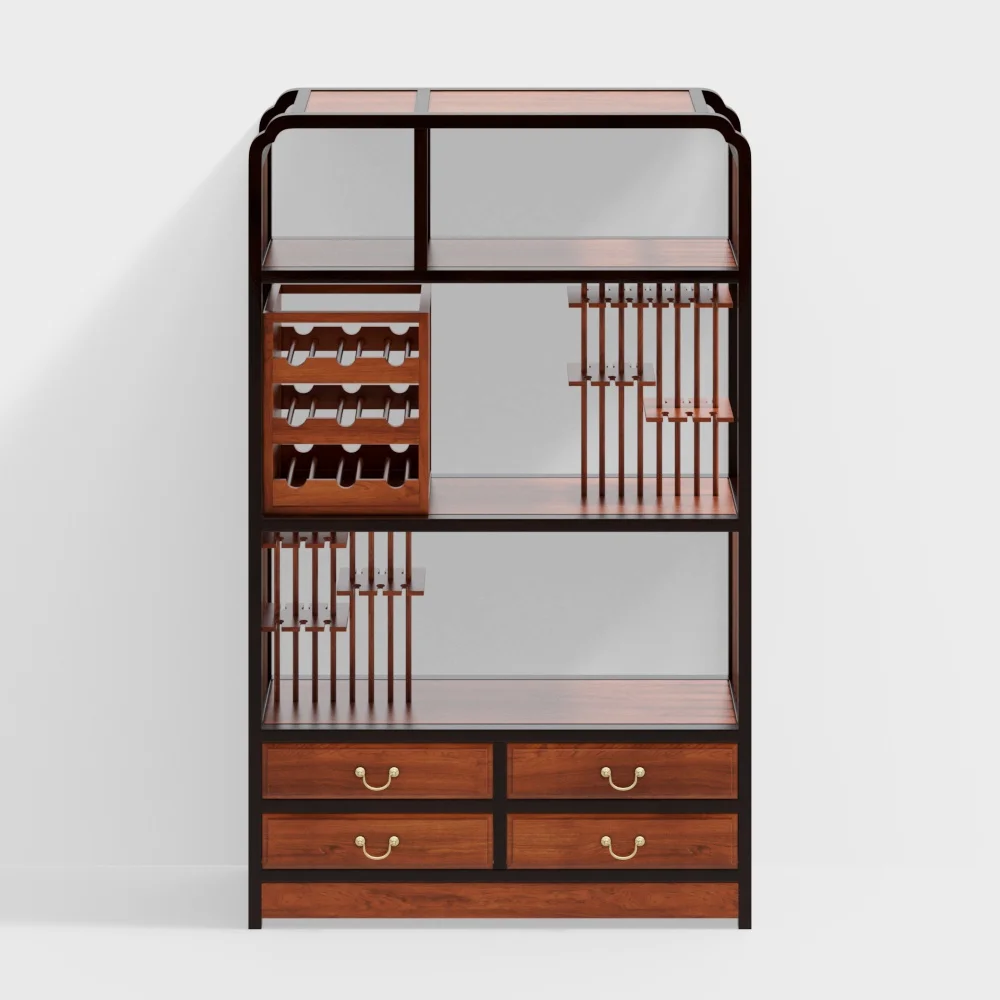 

Modern Glass Liquor Display Cabinet with LED Lighting Wooden Wine and Alcohol Storage Home Bar Furniture Lockable Doors