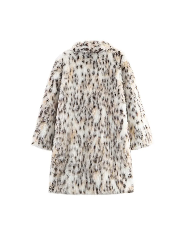 NLZGMSJ Leopardenmuster Damen Kunstpelzmantel 2025, Winter, warm, dick, flauschig, langärmelig, lose Jacke, weiblicher Mantel, Oberbekleidung, 2K