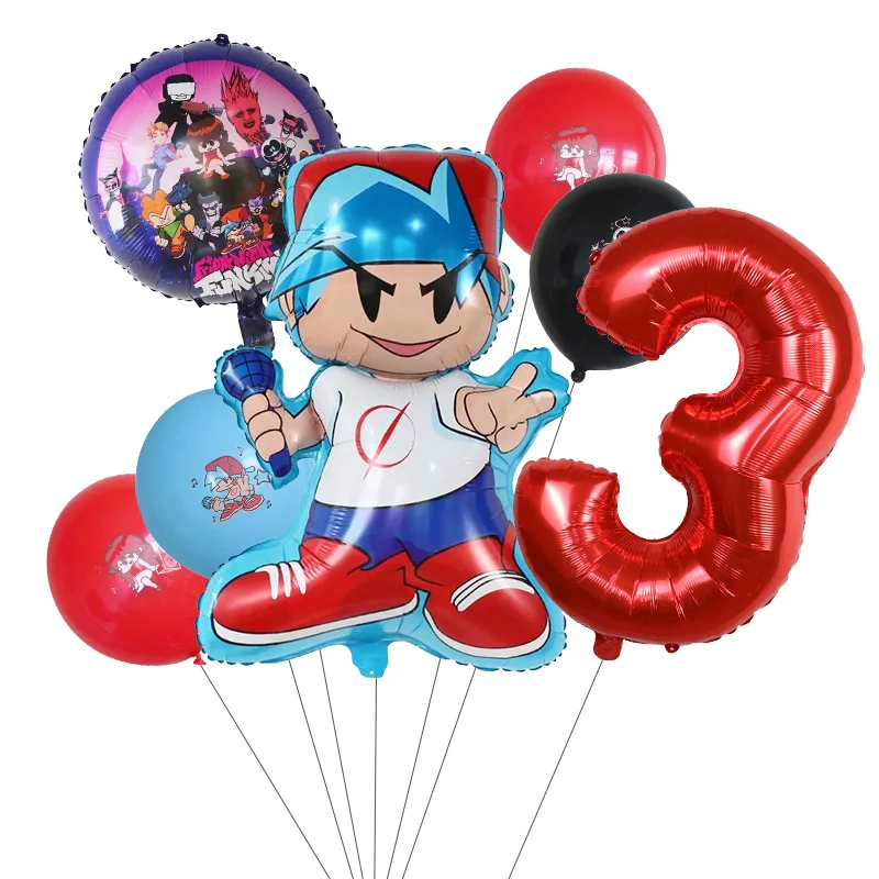 7Pcs Friday Night Digital Balloons Set Funkin Number Globos Children\'s Birthday Party Baby Shower Home Decorations Kids Toy Gift