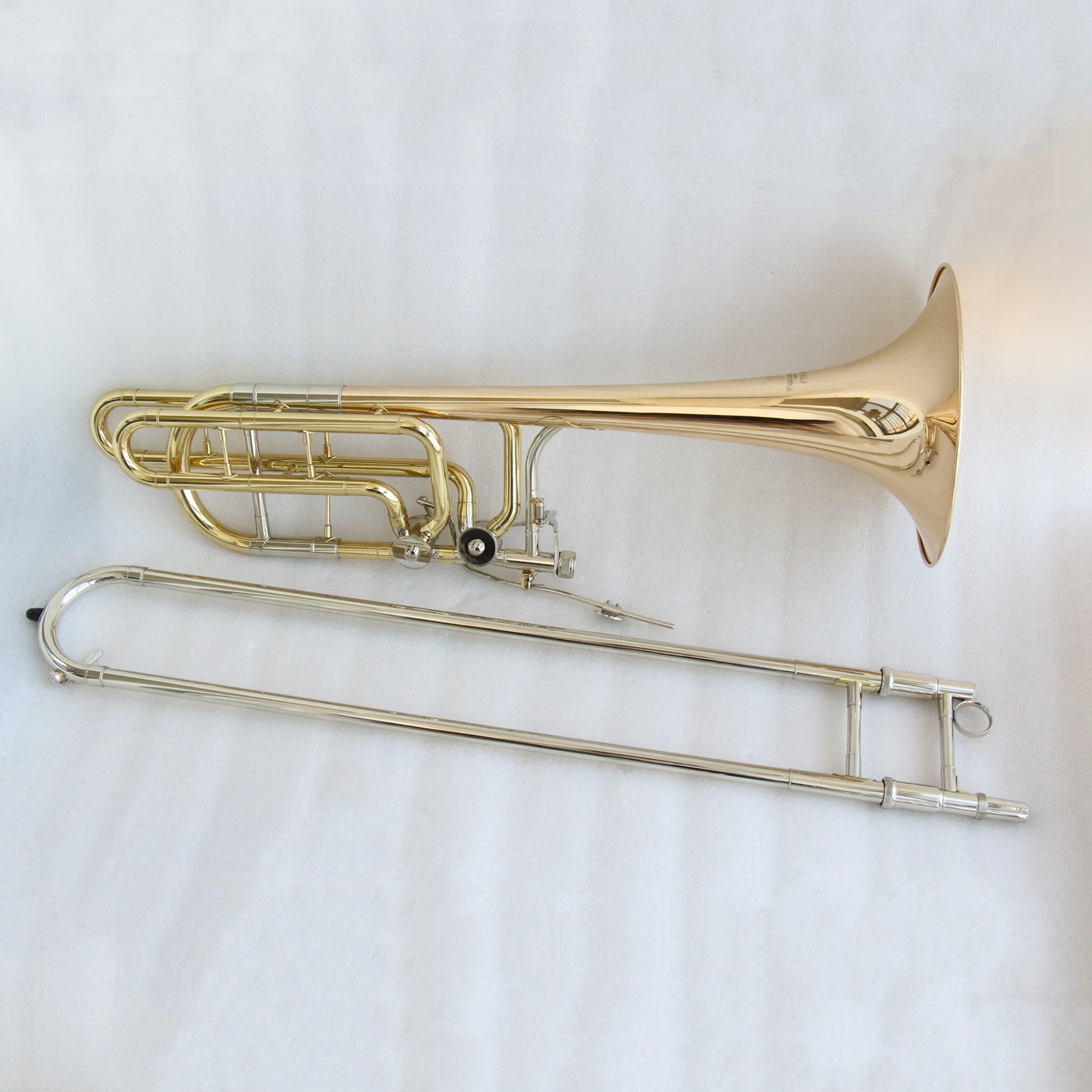 Focustyle FTB-700G Clear Lacquered Yellow Brass Bass Trombone 14.20mm Bore 241mm Bell Made China Bb/F/Gb/D Good Price High