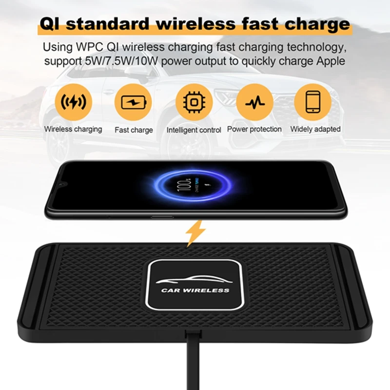 5/7.5/10W C1 Car For Qi Wireless Charger Pad Fast Charging Dock Station Non-Slip Mat