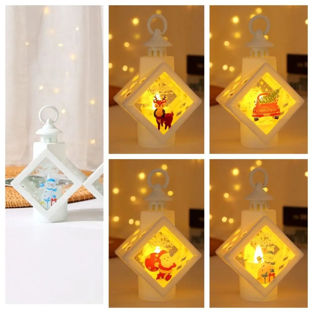 

Retro illuminated Christmas Wind Lantern Santa Snowman Christmas Portable Lantern Atmosphere Glowing Santa Hanging lamp Party