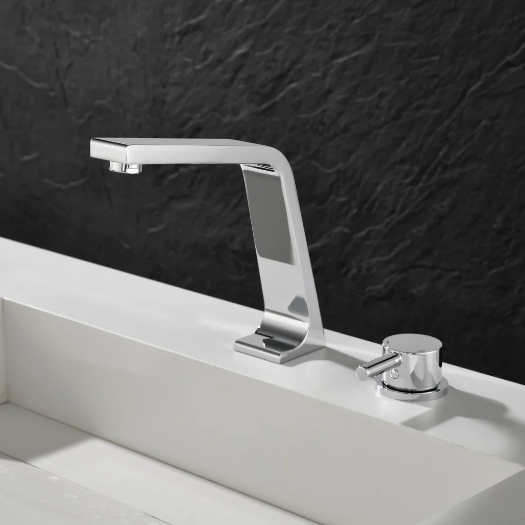 Brushed Gold Basin faucet Widespread Grey bathroom faucet Two-hole sink tap Black Water Faucet Chrome Basin Tap Lavotory Faucet