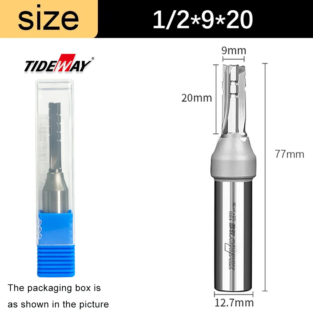 Tideway 1/2 Shank 3 Flutes Cutting Straight Router Bit TCT Frezy do obróbki drewna CNC Frez do przycinania bitów do drewna — zdjęcie produktu 12