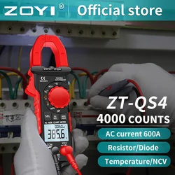 ZOYI Digital Clamp Meter 600A Current True RMS Smart Plier ammeter Auto Rang 6000 Multimeter DC AC Voltage Hz Ohm NCV Tester