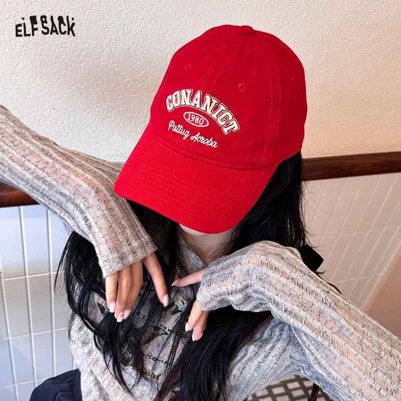 

ELFSACK 2025 Autumn New Arrival Streetwear Preppy Letter Print Cap For Woman
