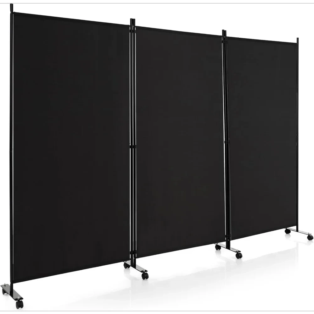 

6 Panel Room Divider, 132" Wide x 68" Tall Large Folding Privacy Screen, Rolling Partition Room Partition for Studio Divider