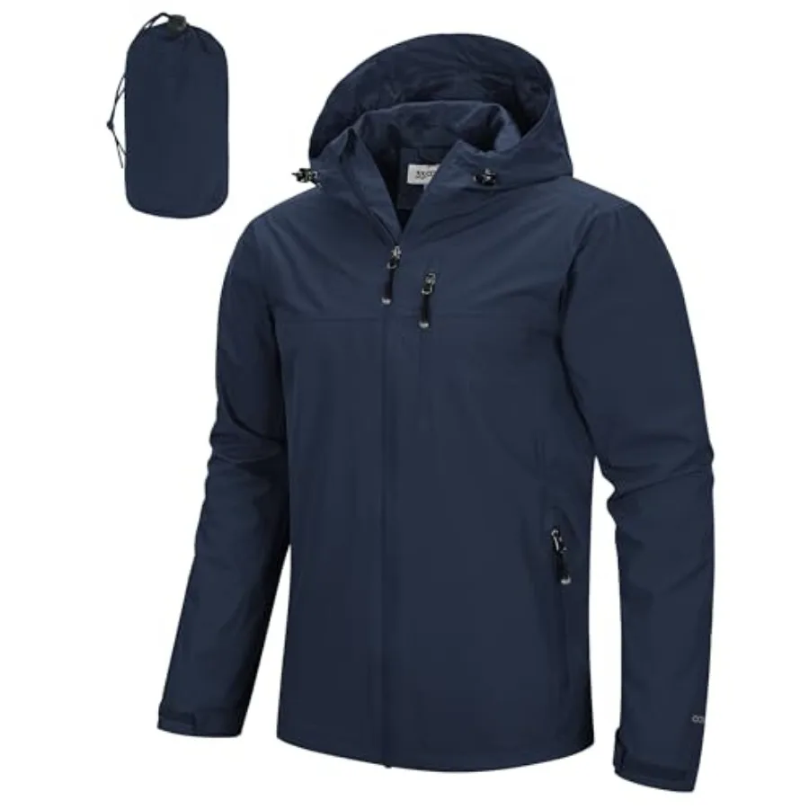 

33, 000Feet Men's Packable Rain Jacket Lightweight Rain Shell Jacket with Hood Waterproof Raincoat for Cycling