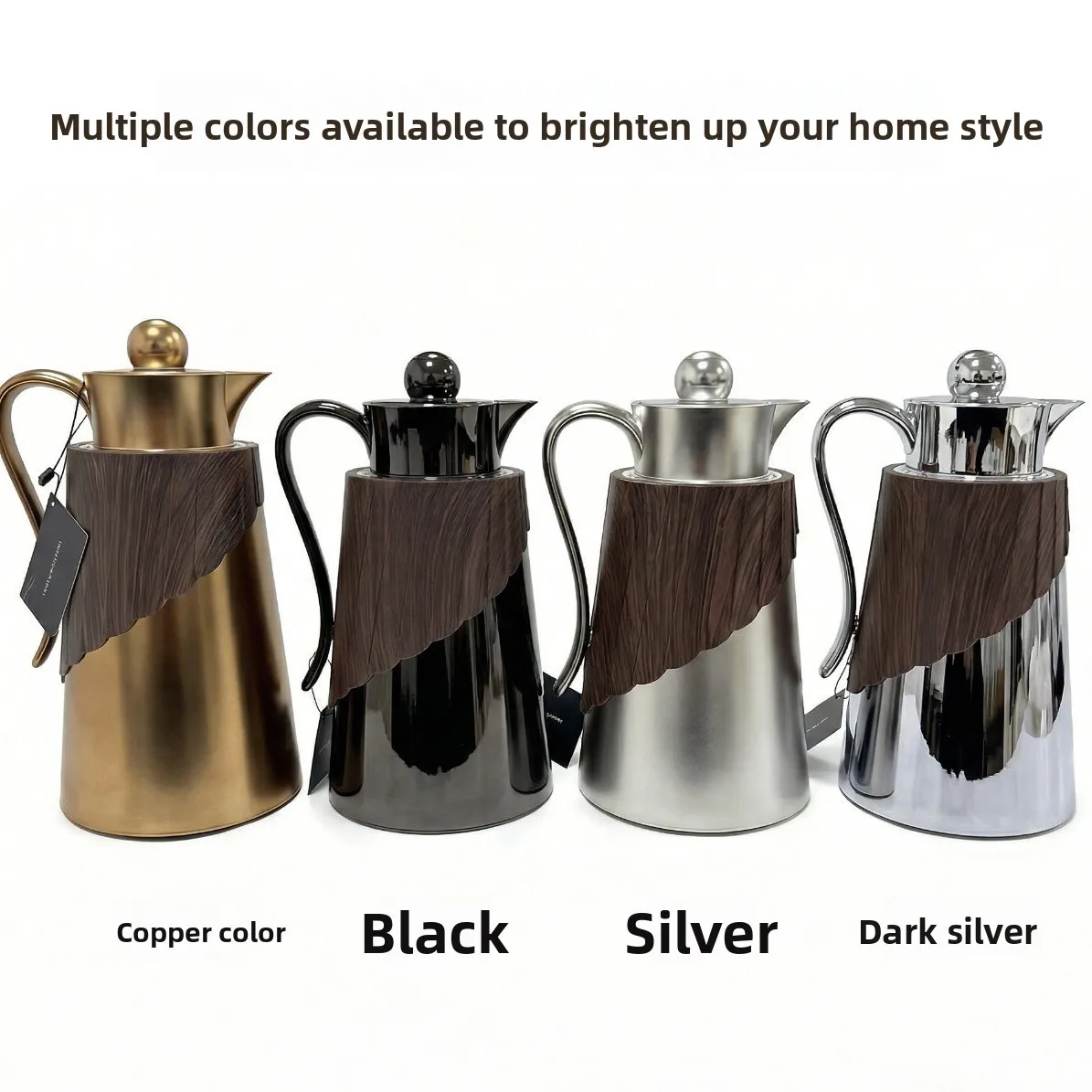 new light luxury wood grain stainless steel long-term lock thermal insulation pot, hot-selling in foreign trade