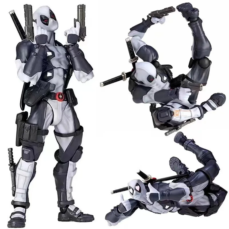 Yamaguchi style movable figure Marvel model 001EX Deadpool attack posture Deadpool gray white collectible ornamental doll gift