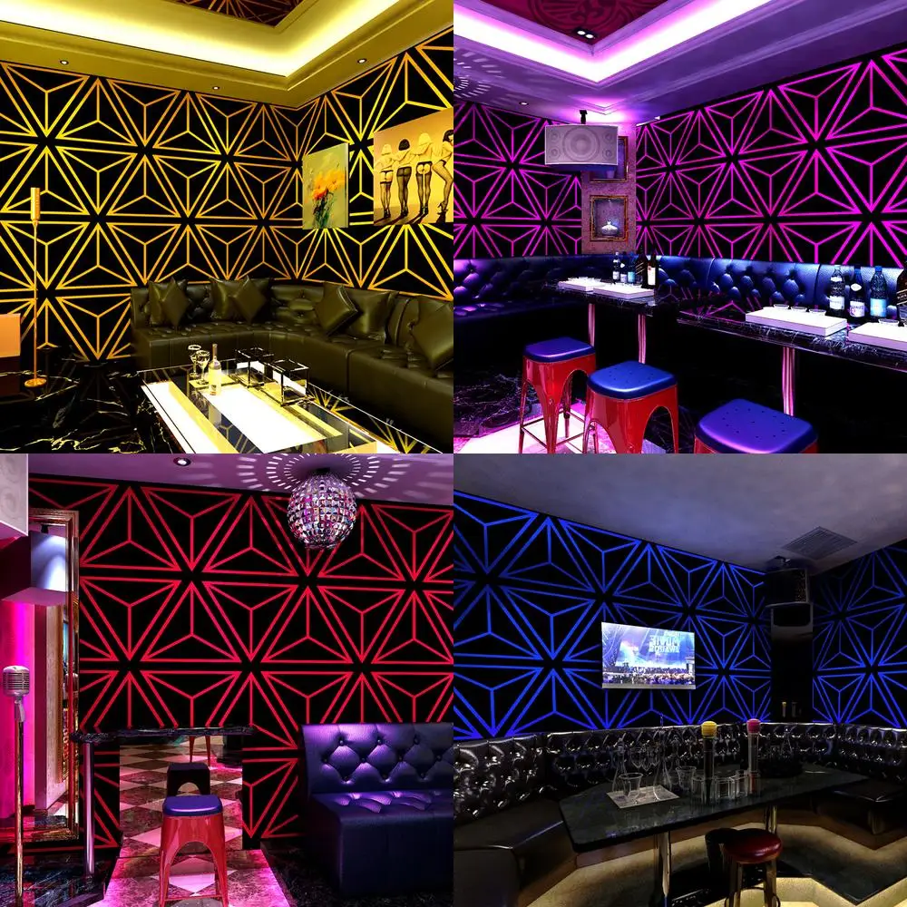 KTV Wallpaper 3D Reflective Bar Shiny Grid Geometric Pattern Theme Room Background Wall Decor