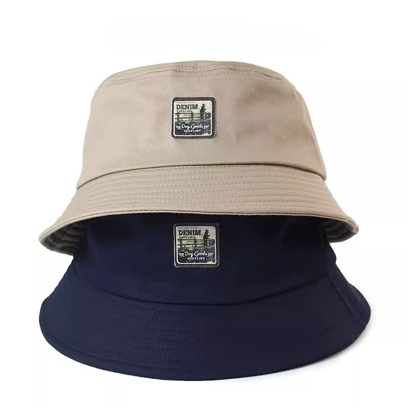 

Unisex New York leather label personalized bucket hat outdoor leisure sunscreen hat trendy brand versatile basin hat women