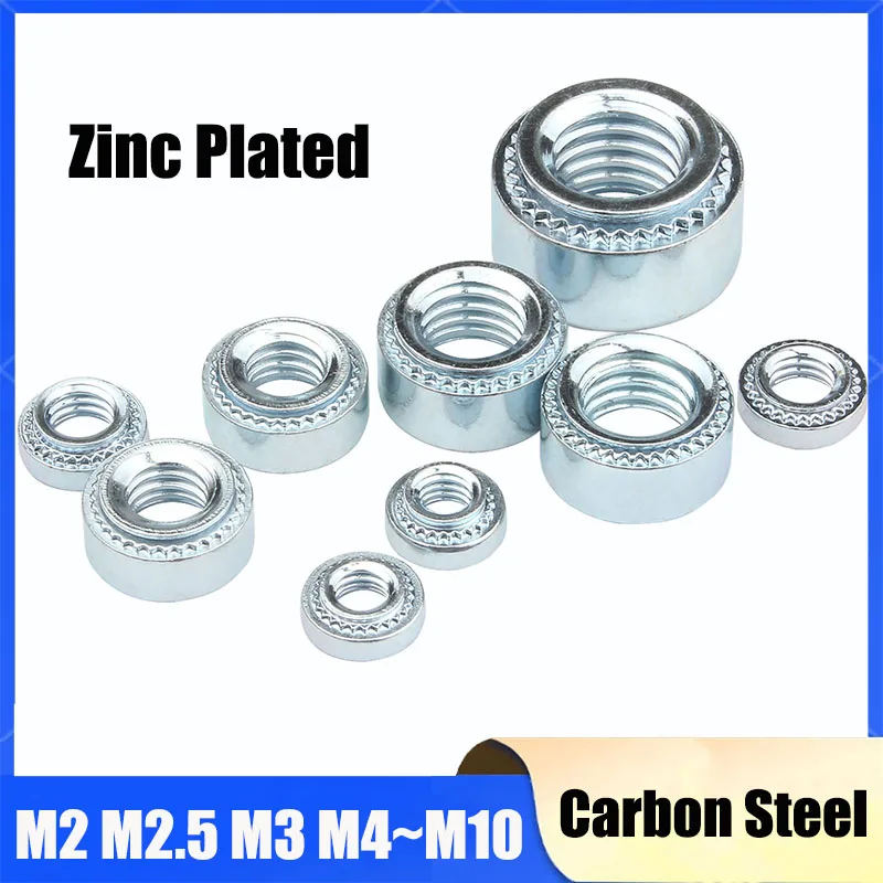3~30Pcs Zinc Plated Carbon Steel Pressure Riveting Nut M2 M2.5 M3 M4 M5 M6 M8 M10 Self Clinching Nut Swage Nut