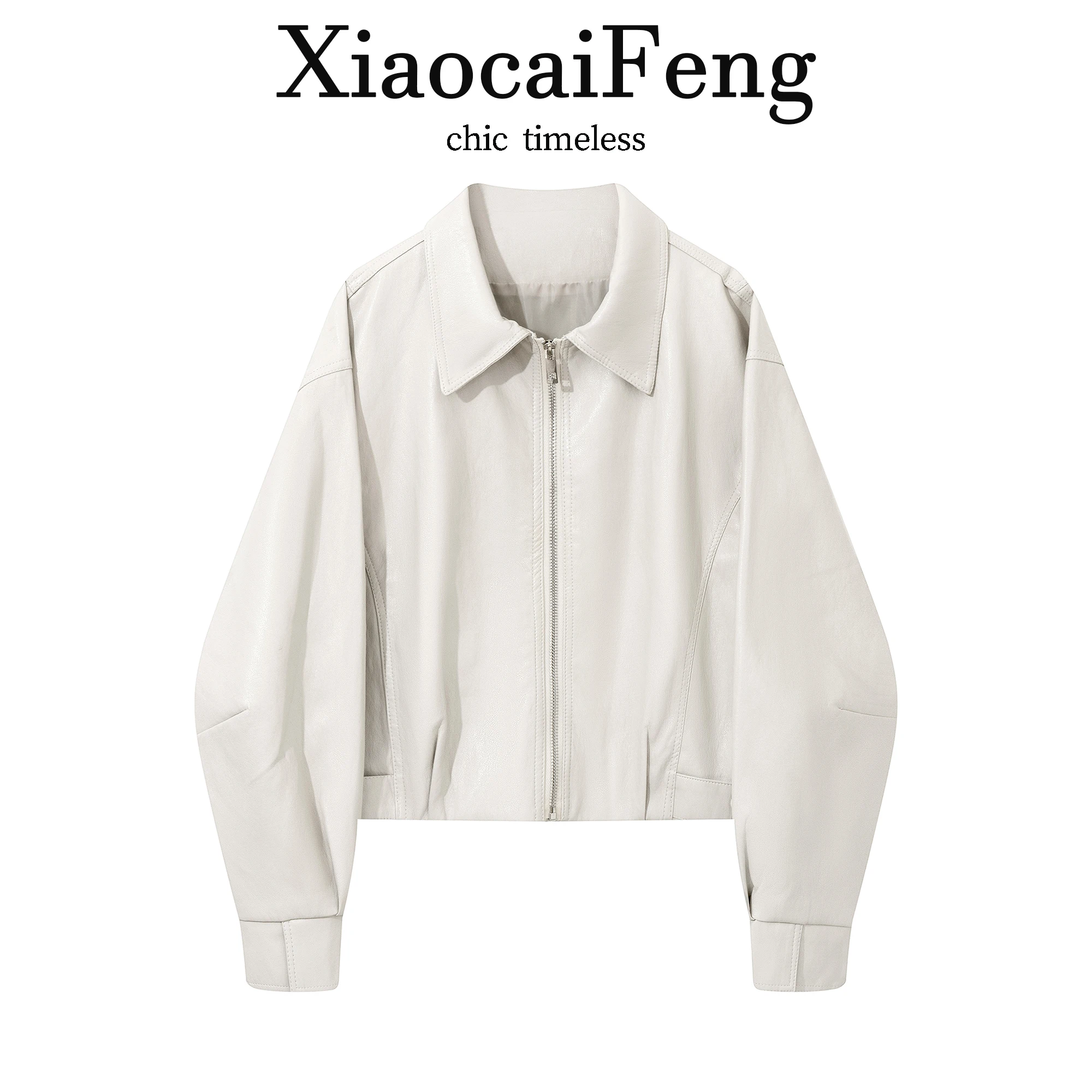 Retro Motorcycle Style Short PU Leather Jacket Women's Loose Commute Versatile Zipper Collar Jacket Trendy Top Dreaming in th...