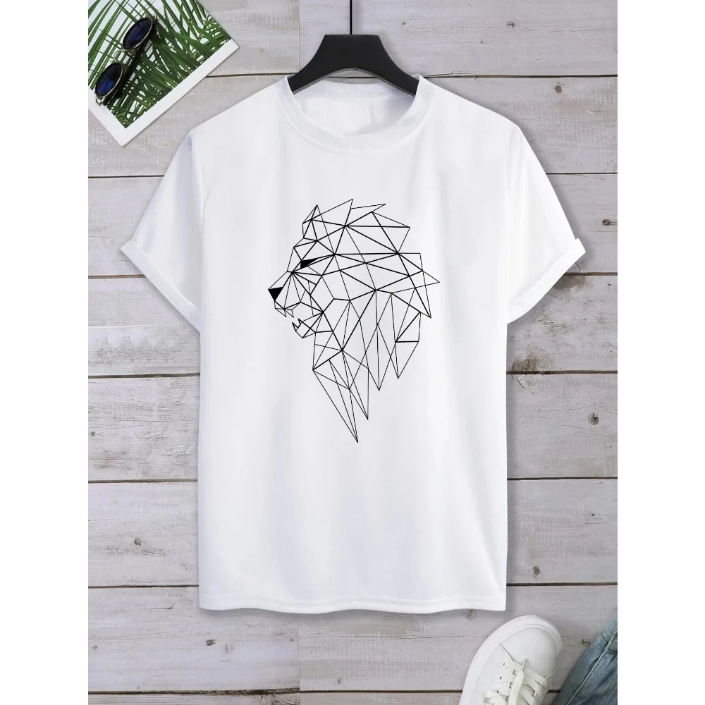 100% Cotton Men and Women Casual Crew Neck Short Sleeve T-shirt with Lion Print  Matching Family Outfits Kids Clothes