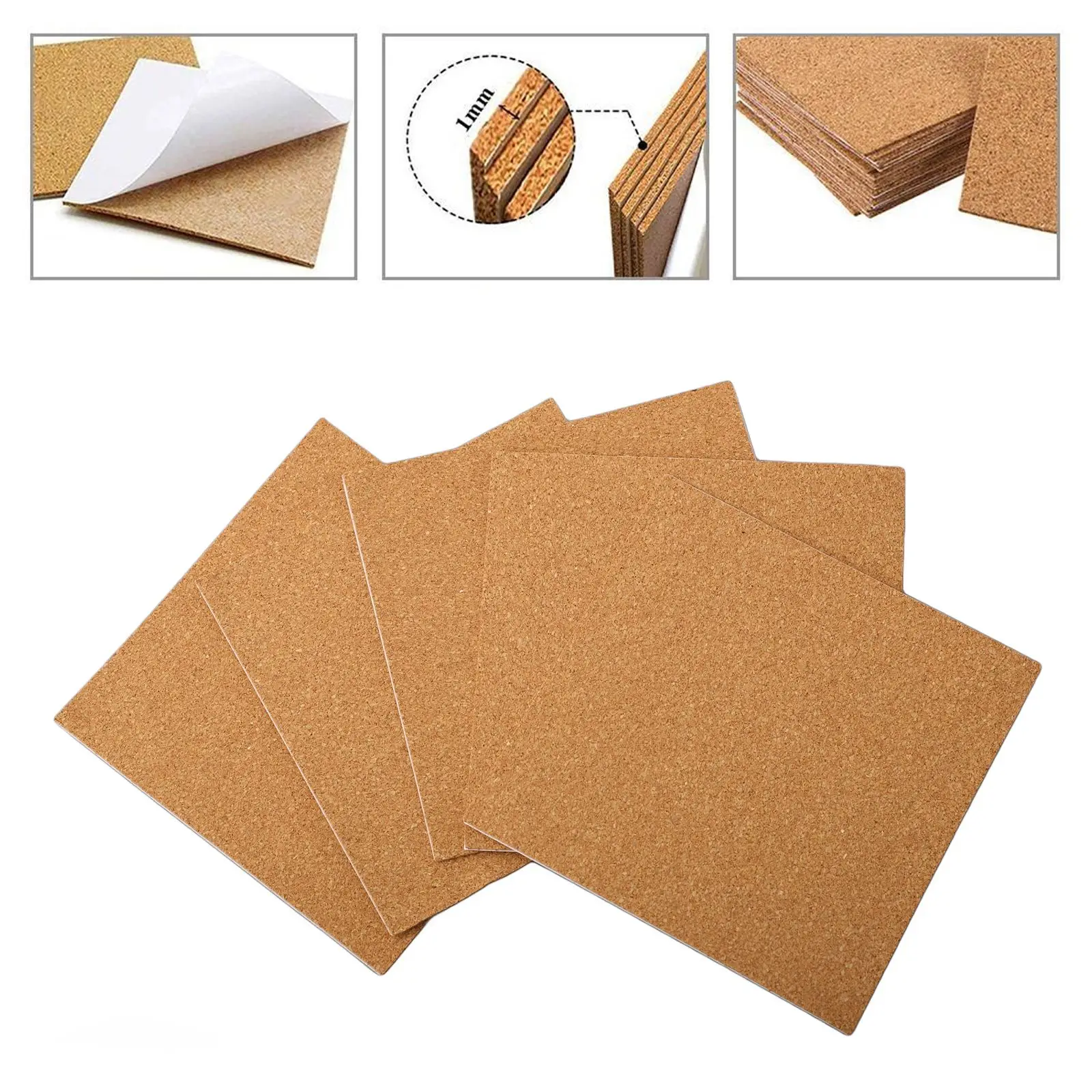 40Pcs Cork Coasters Square Cork Mat Self-Adhesive DIY Backing Sheet For Home Bar  100 X 100 X 1mm  Kitchen Dining  Bar Tools