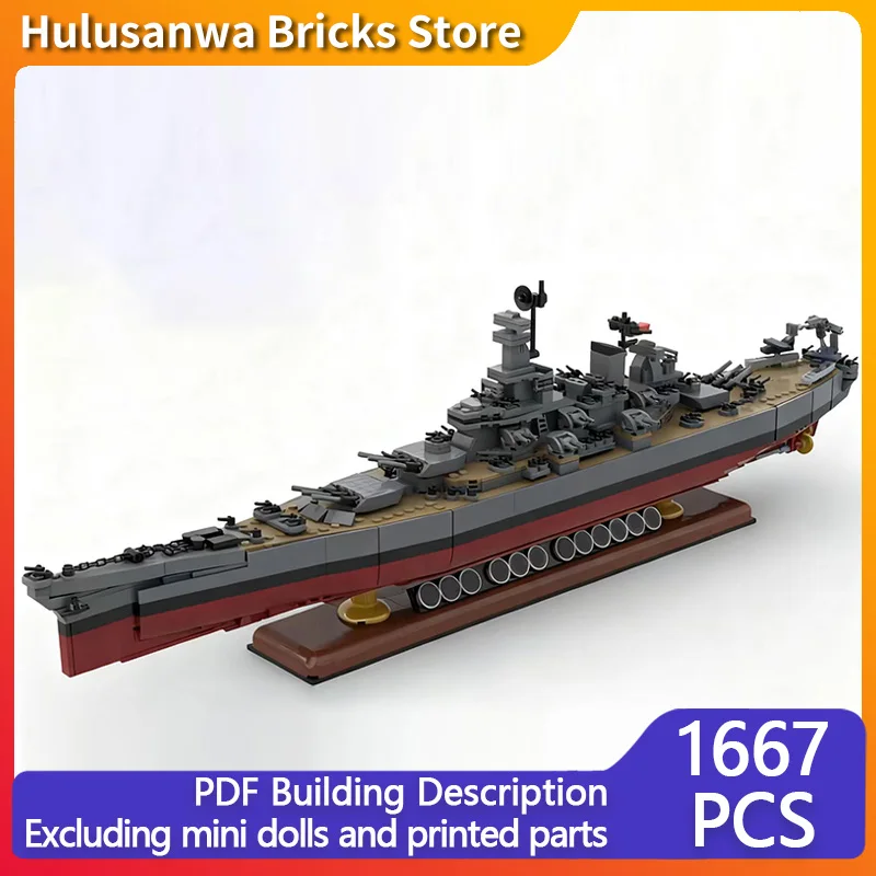 

Iowa Class Battleship WW2 Military Vessels Model MOC Building Bricks War Equipment Modular Technology Gifts Holiday Children Toy