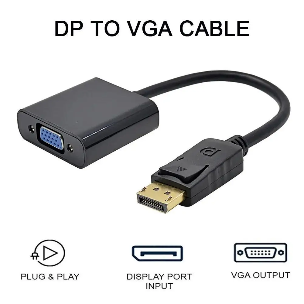 DP to VGA DisplayPort Male to VGA Female Converter Adapter Cable 1080P For TV Laptop Computer Projector