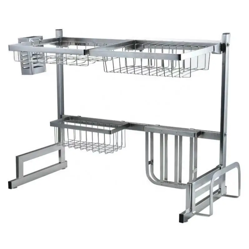 Storage Shelf Over The Sink Adjustable Dish Drying Rack For Kitchen 2 Tiers Metal Carton Storage Holders & Racks Multifunction