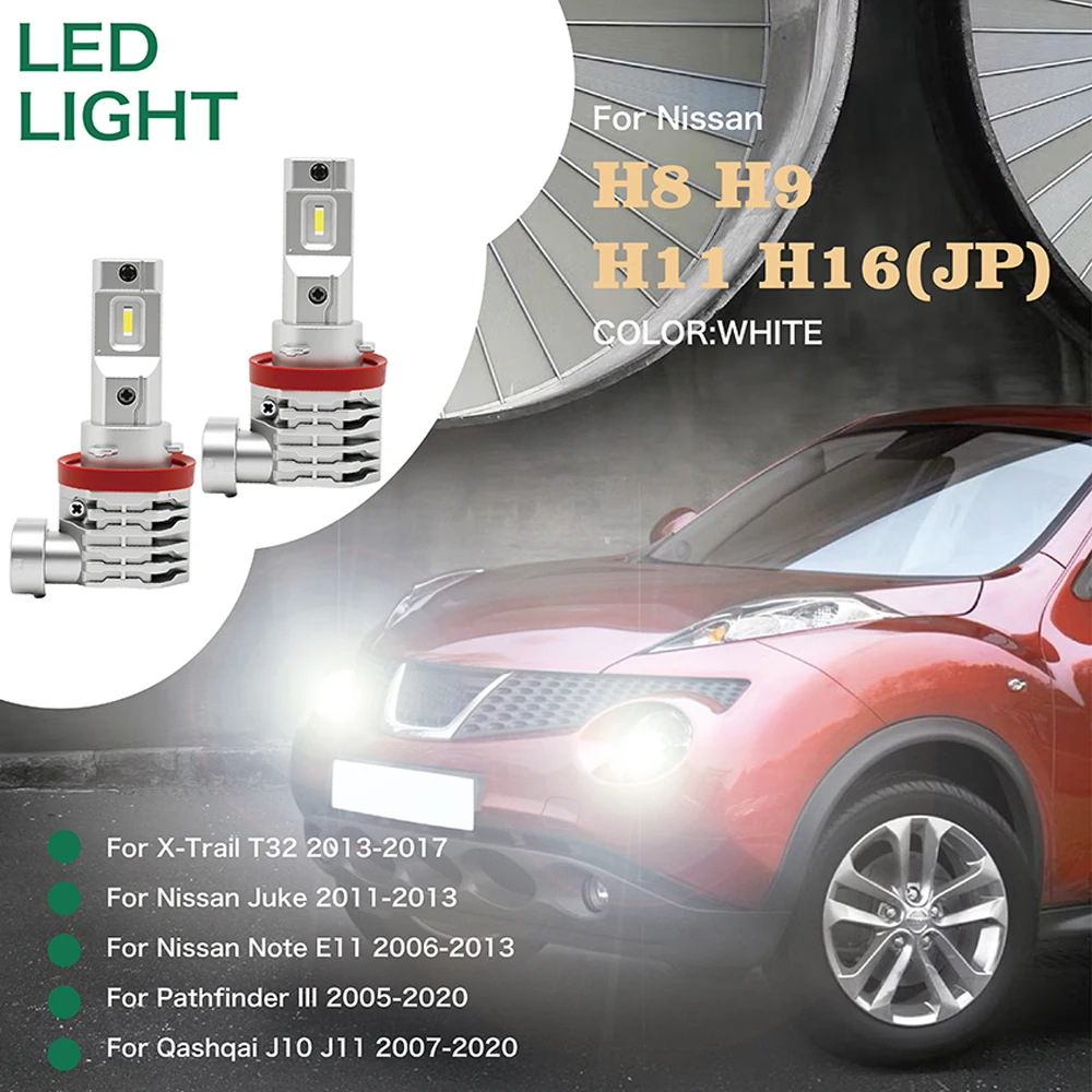 

2 шт./компл. автомобильные светодиодные фары галогенного размера для Nissan X-Trail T32 Juke Note E11 Pathfinder III Qashqai J10 J11 H8/H9/H11/H16 (JP)