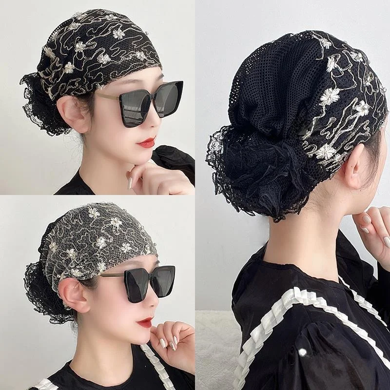 Fall Chemotherapy Ladies Bald Special Cap Embroidered Thin Pancake Hair Scarf Wig Cap Cover White Hair Hat Casual Style