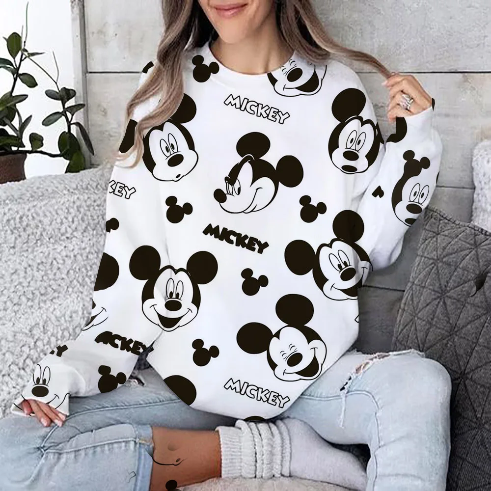 Disney Women Hoodies and Sweatshirts Mickey Mouse Fall Spring Sweatshirts Fall Spring Harajuku Long Sleeve Hoodie Clothes