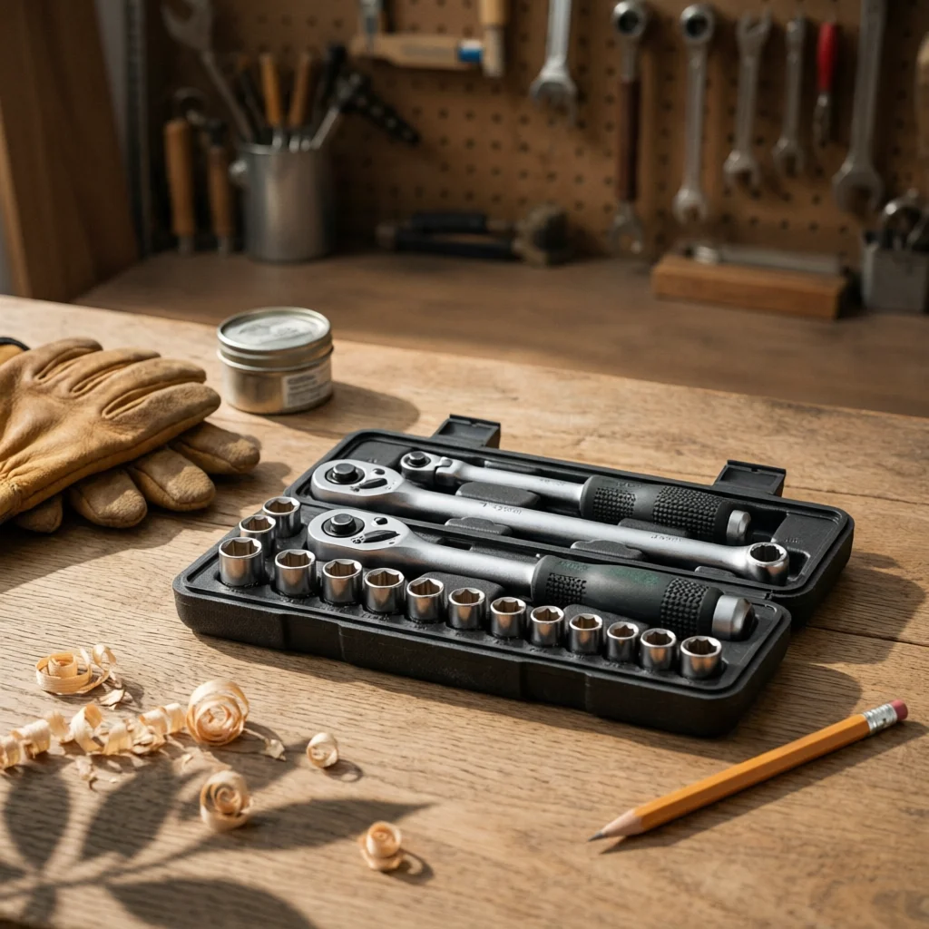 15 Pieces Ratchet Socket Set Multi-Size Sockets Adjustable Ratchet Wrench Set Repair Kit Corrosion Resistant Hand Tools