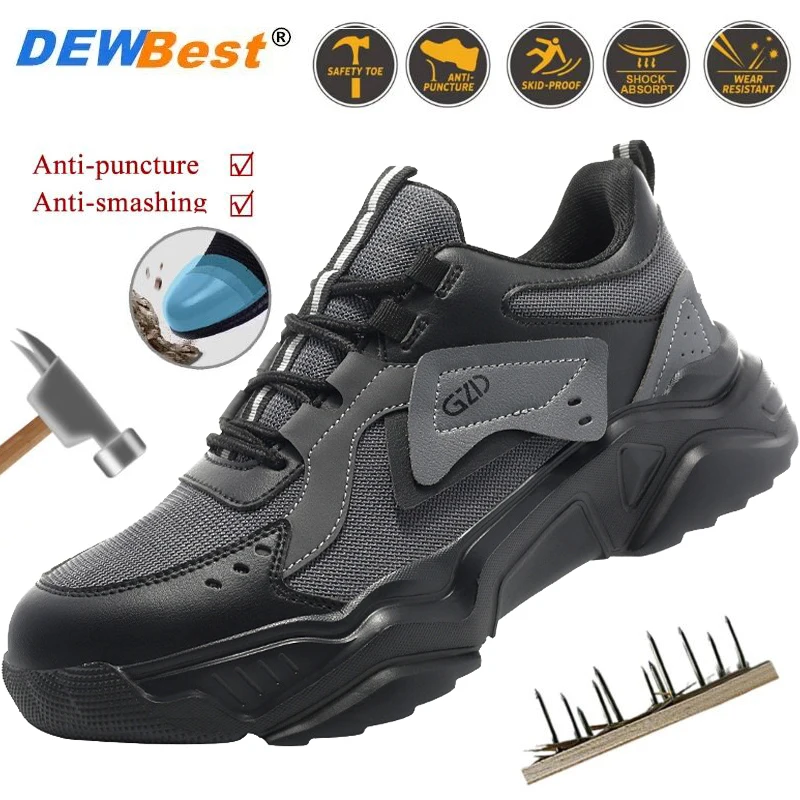 New four seasons breathable lightweight comfortable work shoes steel head anti-smash anti-stabbing safety shoes