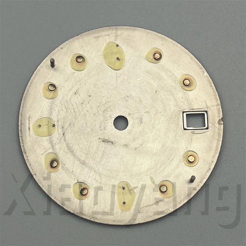 29mm Black Purple Gradient Watch Dial Black Blue Green Red Dial White Index Fit NH35 Movement Crown At 3/3.8 o'clock Date Window