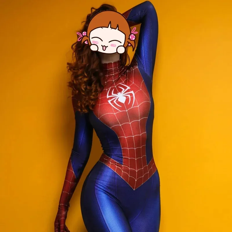 

Adult Woman Girls PS4 Game Spiderman Superhero Cosplay Costume Halloween Bodysuit Zentai Suit Party Jumpsuit