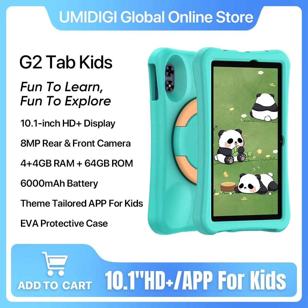 

UMIDIGI G2 Tab Kids Tablet Android 13 Quad Core 8GB RAM (4+4GB Extended) 64GB ROM 10.1 " Children Tablet for Learning 6000mAh