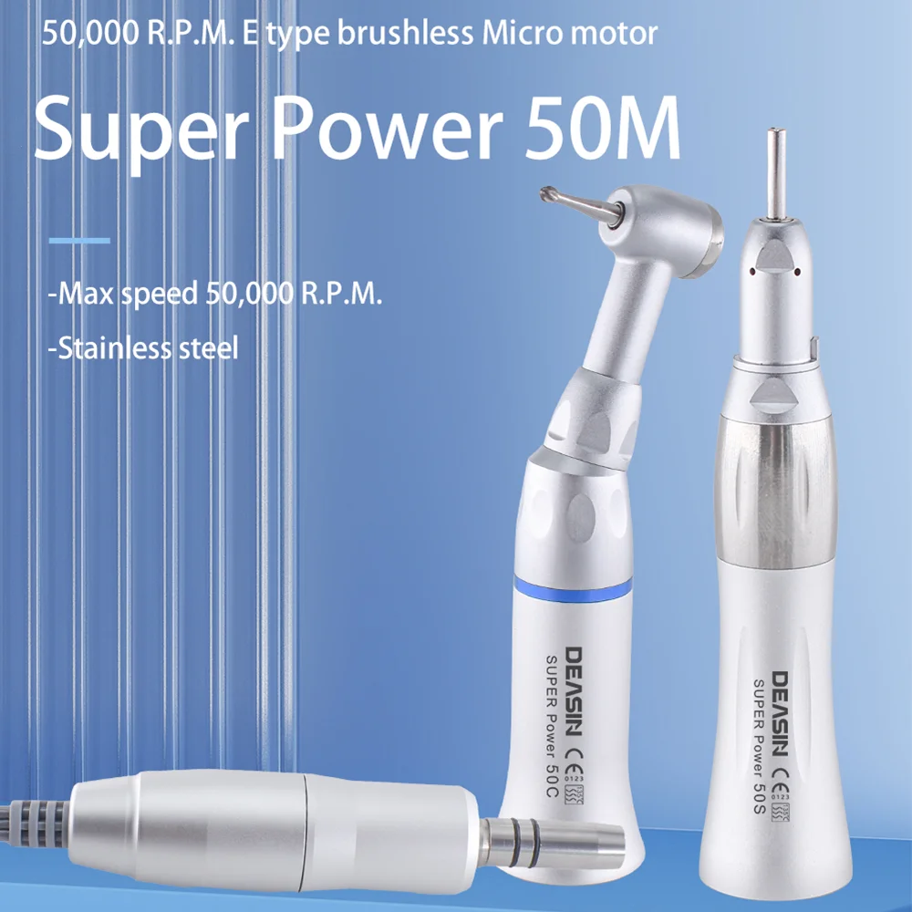 Dental Lab E-type brushless Electric Micro Motor 50000 RPM with Straight Contra Angle Handpiece For Micromotor Polisher Supply