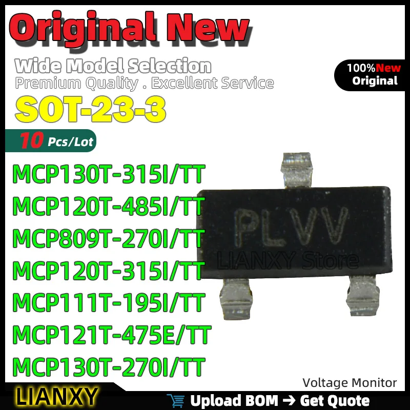 10pcs SOT-23-3 MCP130T-315I/TT MCP120T-485I/TT MCP809T-270I/TT MCP120T-315I/TT MCP111T-195I/TT MCP121T-475E/TT MCP130T-270I/TT