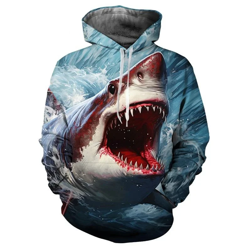 Sea Animal Shark 3D Printed Men Hoodies Oversized Sweatshirt Long Sleeve Pullovers Fashion Sweatshirts Kids Harajuku Hoodie