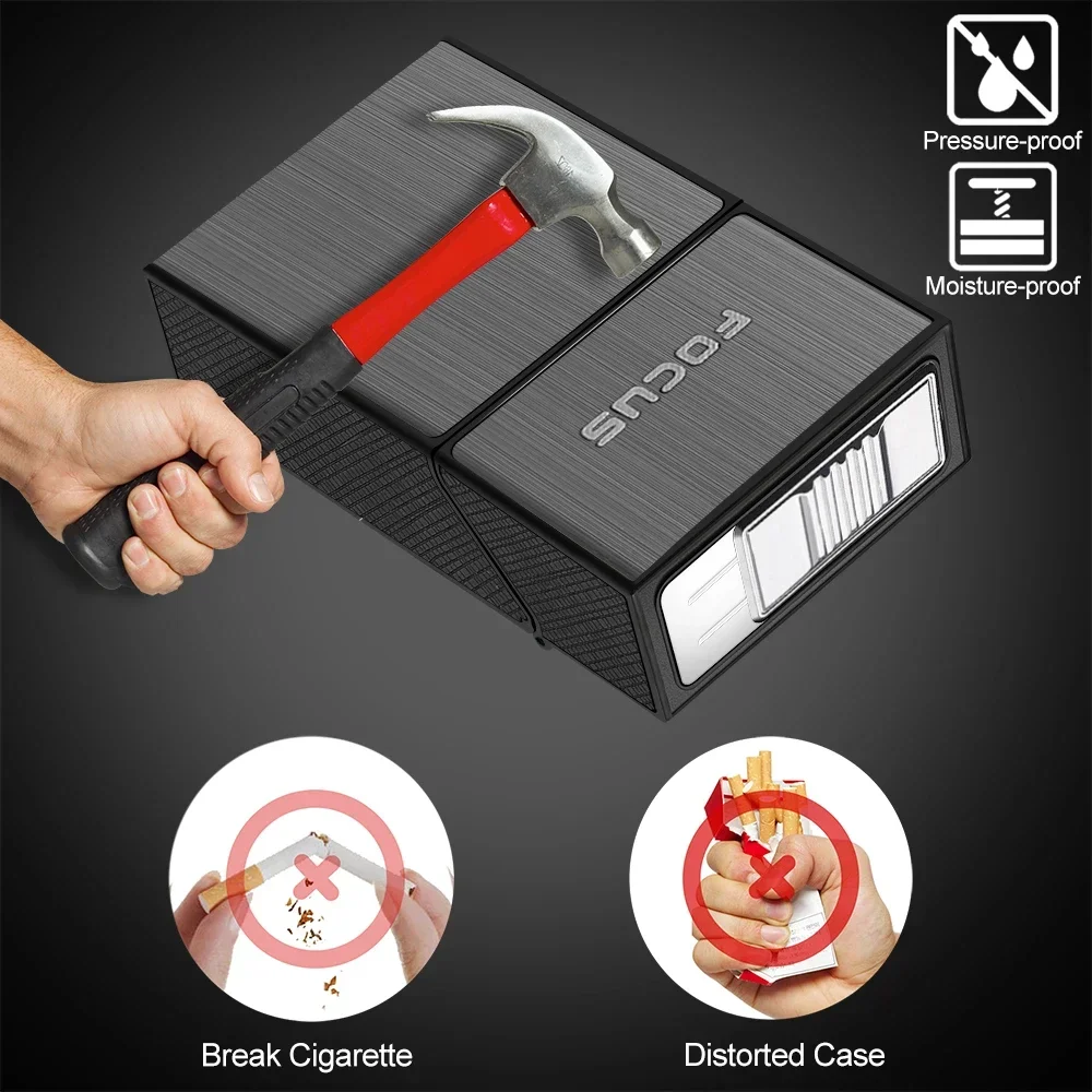 Cigarette Case With USB Rechargeable Lighter Windproof Cigarette Lighter Hold 20pcs Cigarettes Cigar Tobacco Holder Box Men Gift