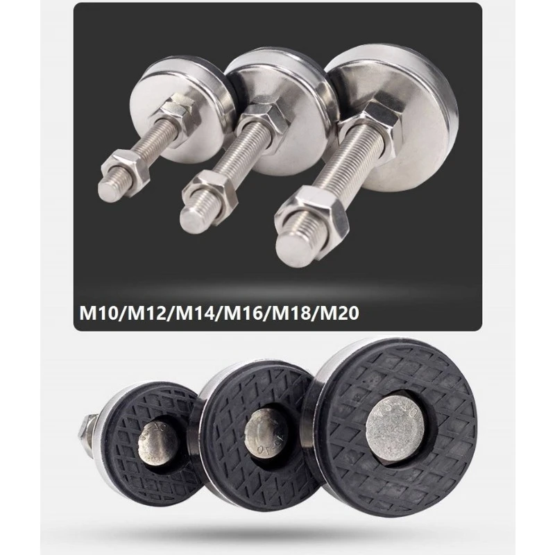 M10/M12/M14/M16/M18/M20 Furniture Support Leg Non-skid Pad Fixed 304 Stainless Steel Adjustable Furniture Feet Pad Screws Bolts