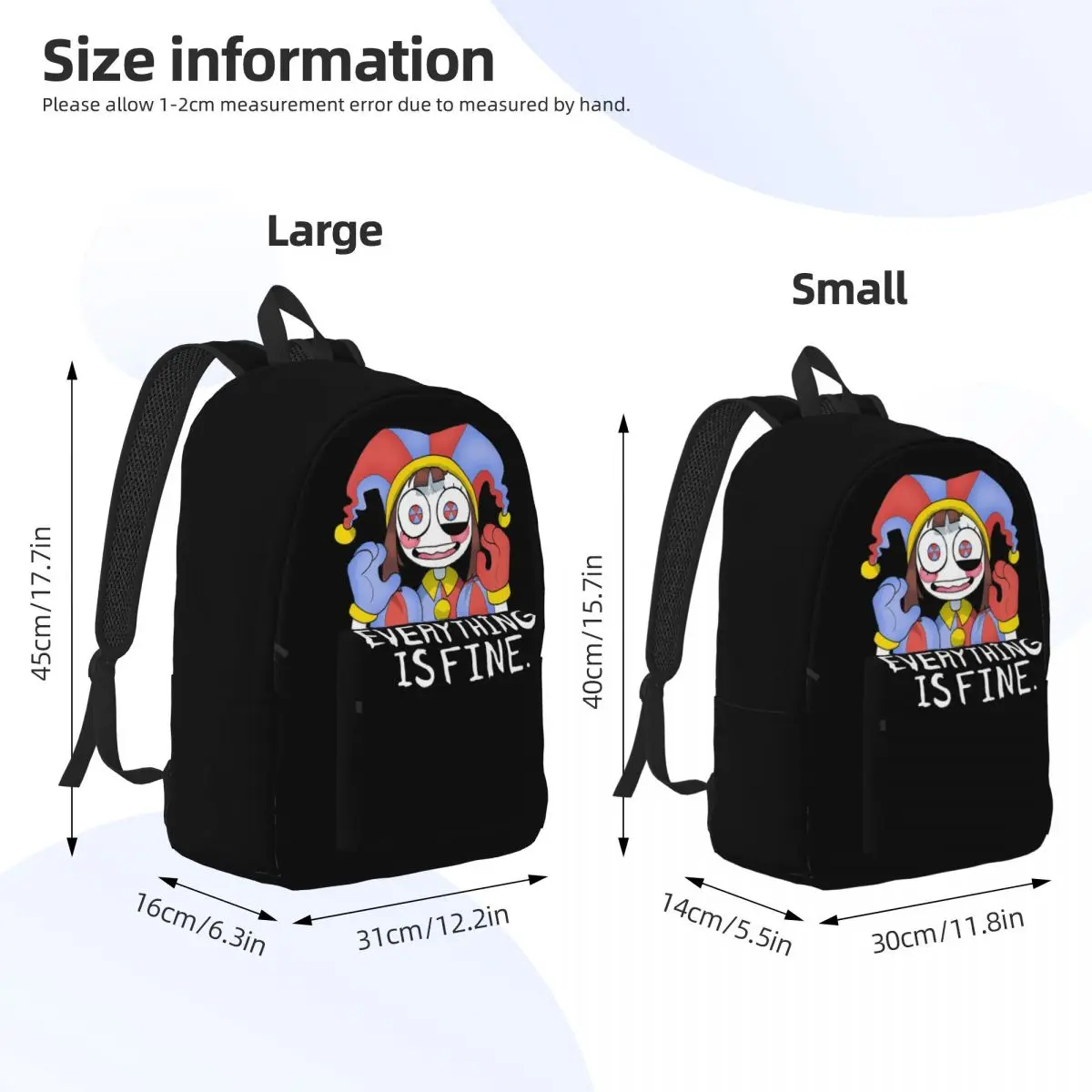 The Amazing Digital Circus Pomni Everything Is Fine Backpack for Men Women High School Business Daypack College Shoulder Bag