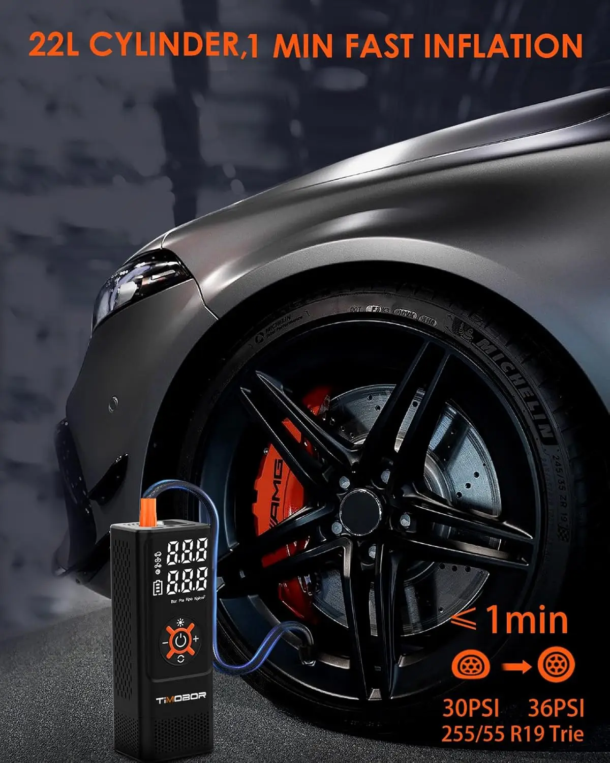 Portable Air Compressor for Car Tires, 150PSI Fast Inflation with Digital Gauge, Wireless & Wired Use for Bikes, Balls