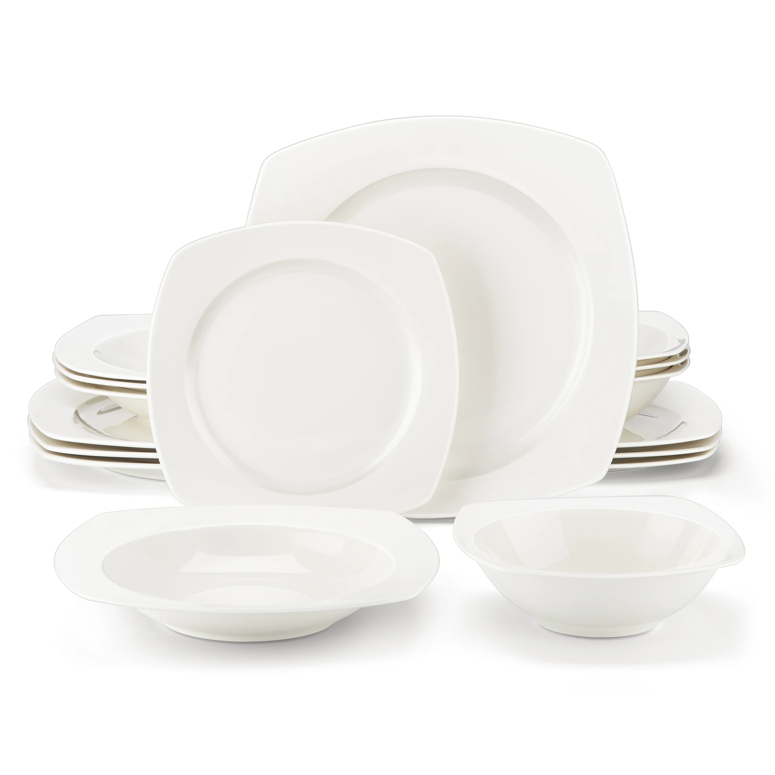 

MALACASA RAFA 16/32-PIECE Nordic European White Porcelain Tableware Set with Bowl,Dinner&Dessert&Soup Plate Set for 4/8