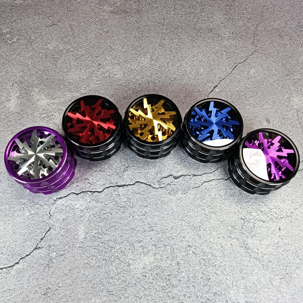 Molinillo de hierbas de Metal con Flash de Color de 2,5 pulgadas y 60mm, mortero de 4 capas, molinillo de brotes de tabaco y vainilla, herramienta para fumar cigarrillos