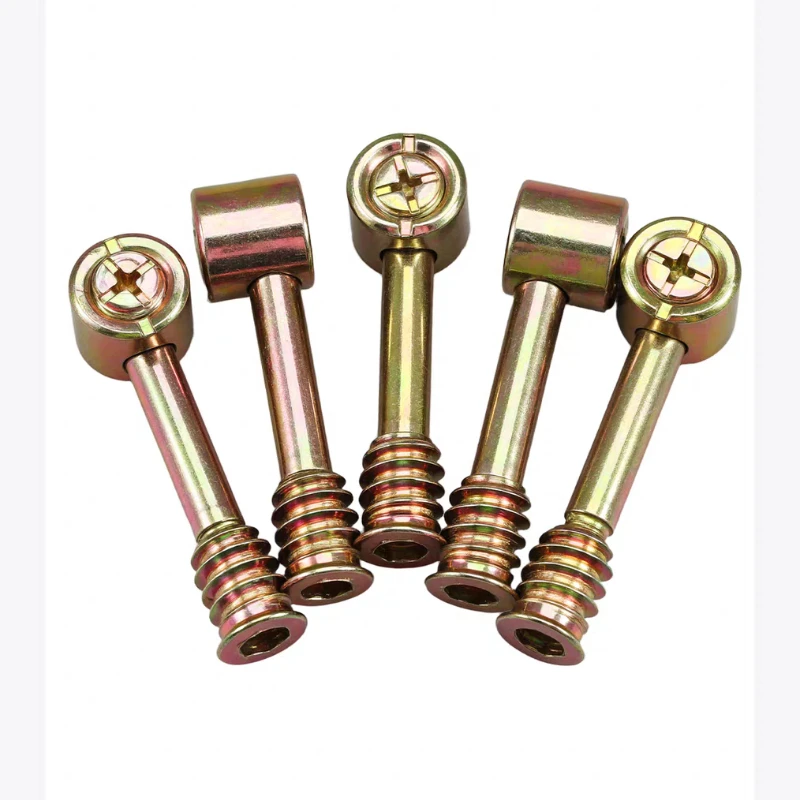 4-in-1 Furniture Connector with Eccentric Nut& Hammer Screw - M6、M8 Size for DIY Wardrobe& Bed Frame Installation