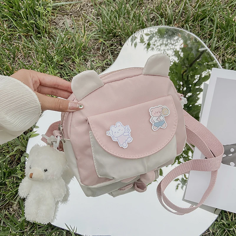 Cute cartoon uszy królika torba crossbody jesienią i zimą nowy system dzień fala małe świeże wisiorek z misiem student torba na jedno ramię