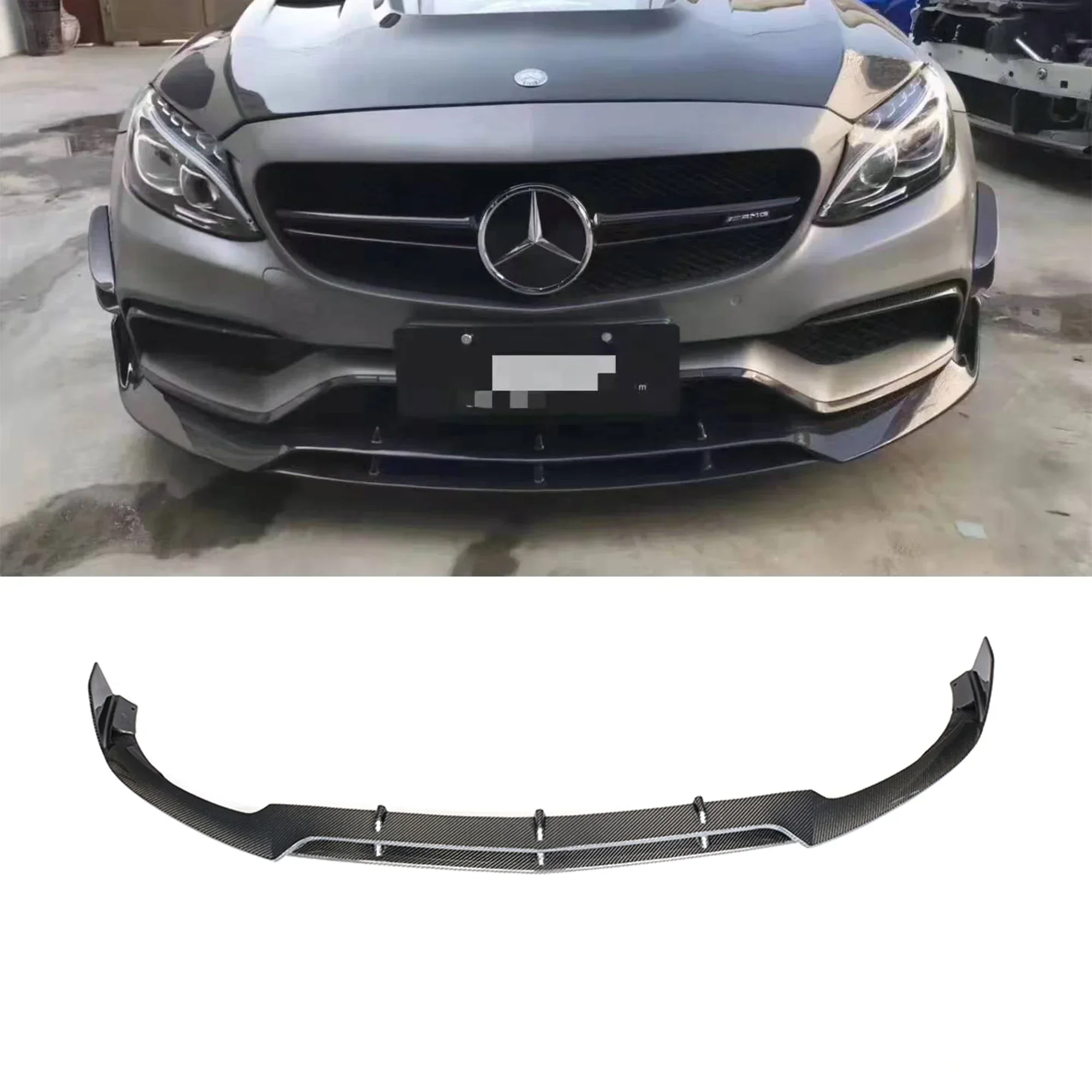 Dry Carbon Fiber W205 C63 Front Bumper Lip for C63 AMG Sedan 4-Door 15-18