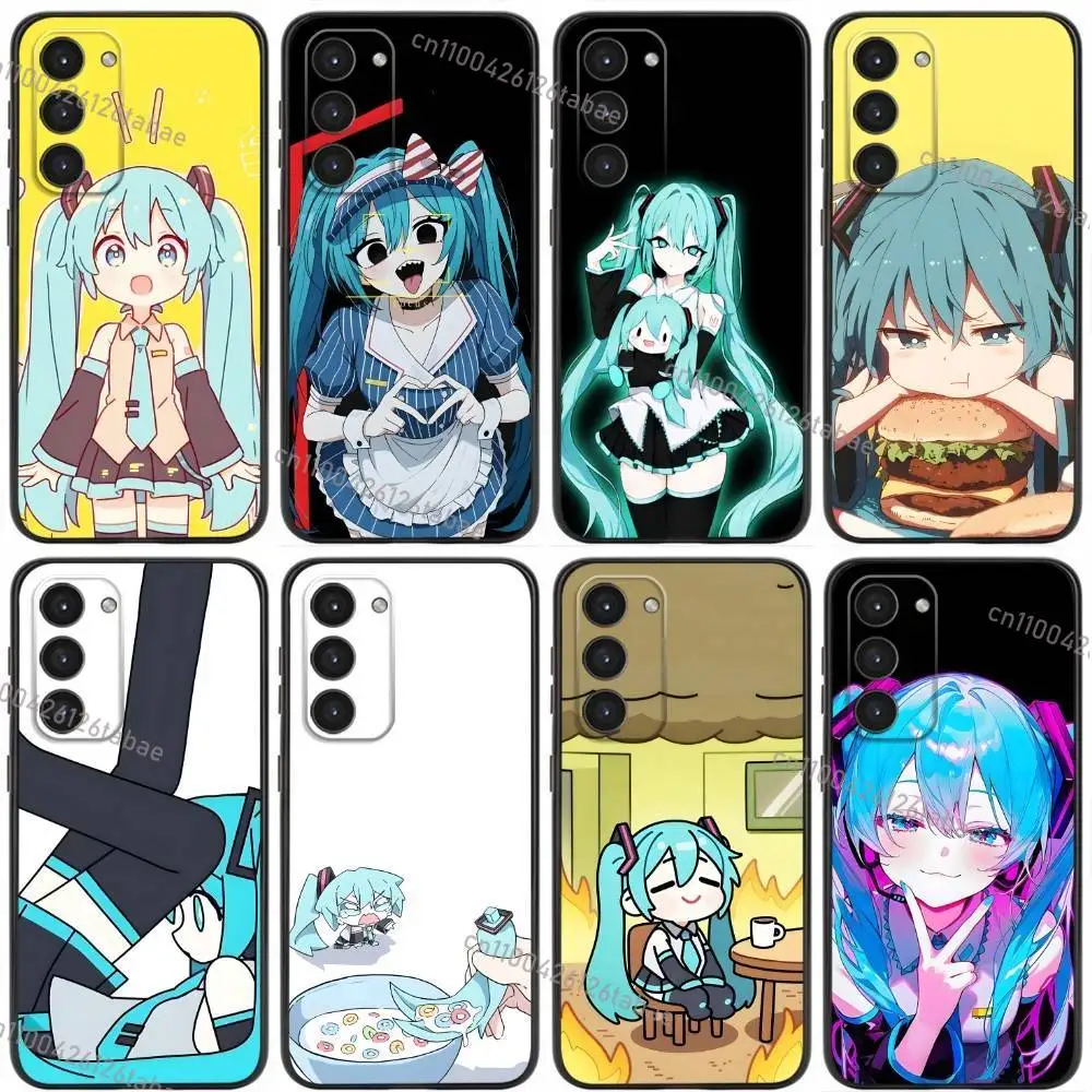 Cute Cartoon Girl M-Miku Phone Case For Samsung Galaxy A20,21s,22,31,32,52,53,72,73,80,91 Soft Liquid Silicone Black Cover