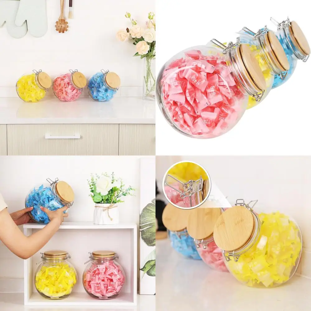 

Airtight Bamboo Lid Glass Jars for Cookies, Snacks, 68 oz, 3-Piece Set